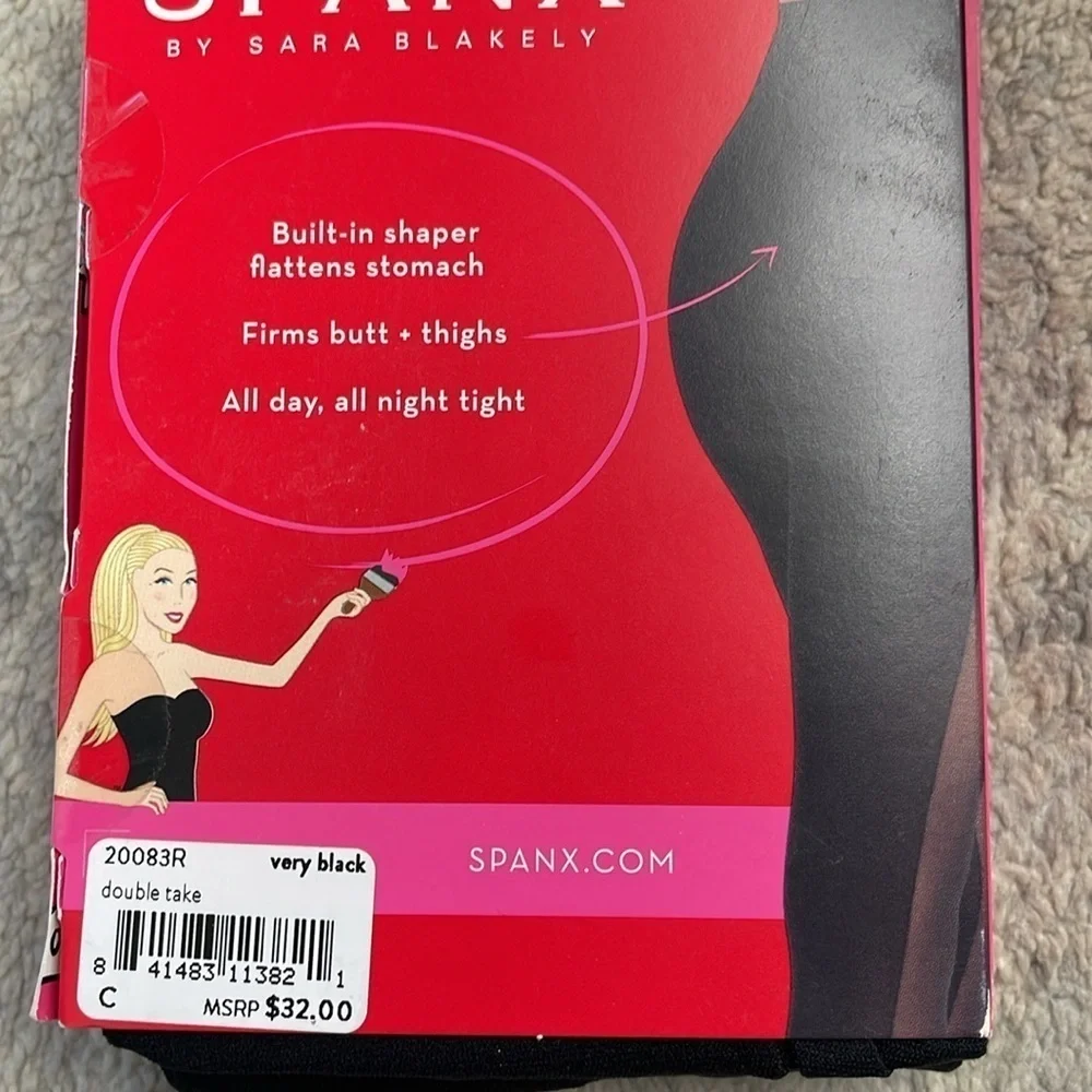 Spanx Tights Double Take Very Black Shaping Smoothing Tummy Control Sz C